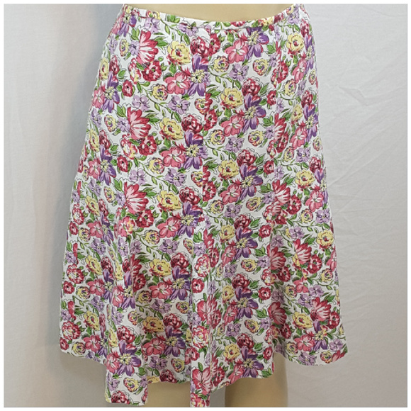 LOFT, Floral Linen Gored Skirt, size 10 - Picture 6 of 8